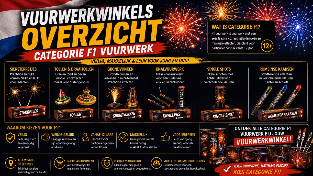 F1 Vuurwerk Kopen in Nederland? Vind Alle Vuurwerkwinkels en F1 Verkooppunten
