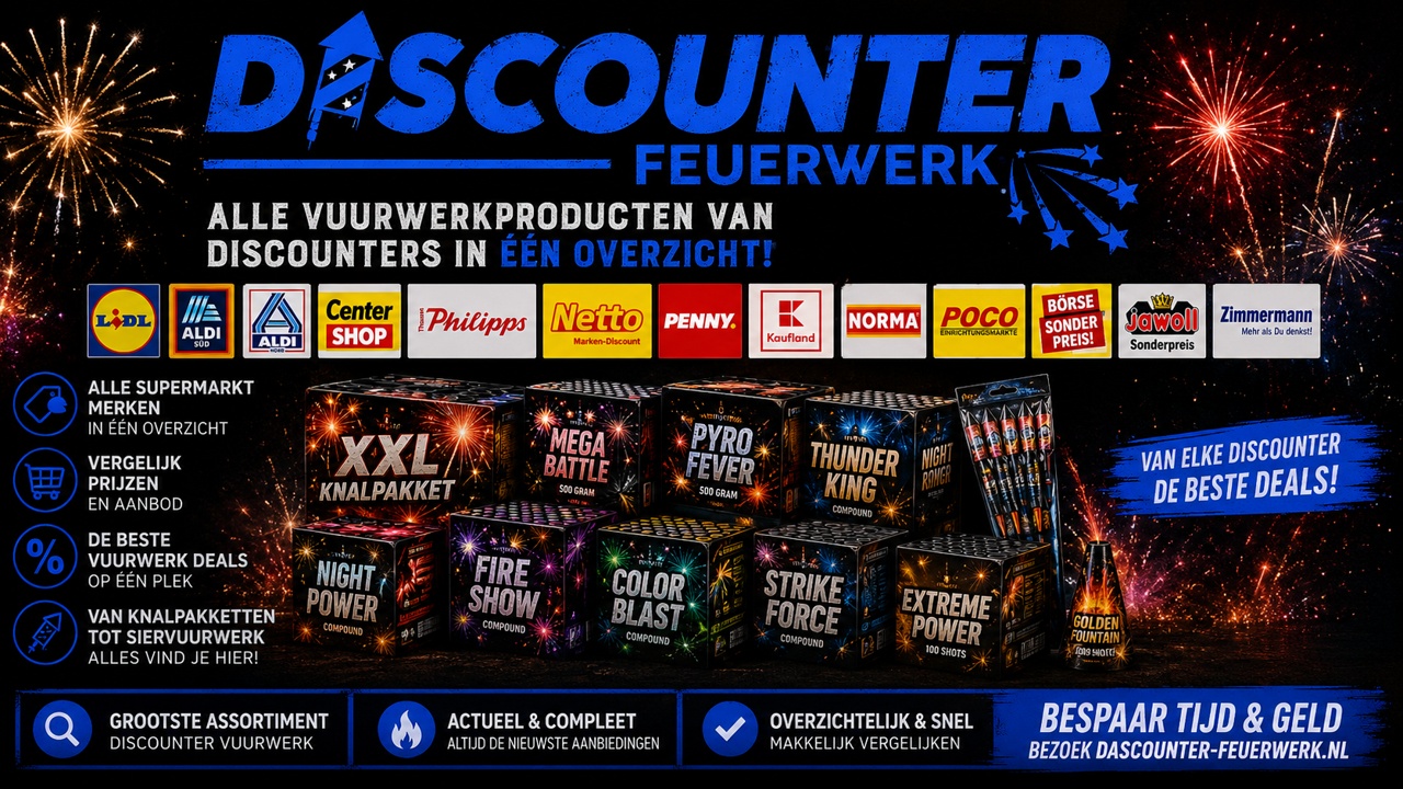 Lidl Vuurwerk, Aldi Vuurwerk & Duitse Supermarkt Vuurwerk 2026 | Alle Folders & Producten